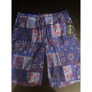 Dogg Supply Snoop Dogg Blue Bandana Patchwork Shorts Mens S Casual Streetwear